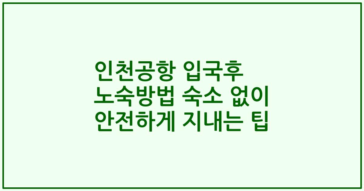 인천공항 입국후 노숙방법 숙소 없이 안전하게 지내는 팁